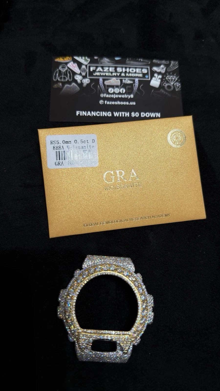 GShock Bezel Two Tone Gold Moissanite + S925
