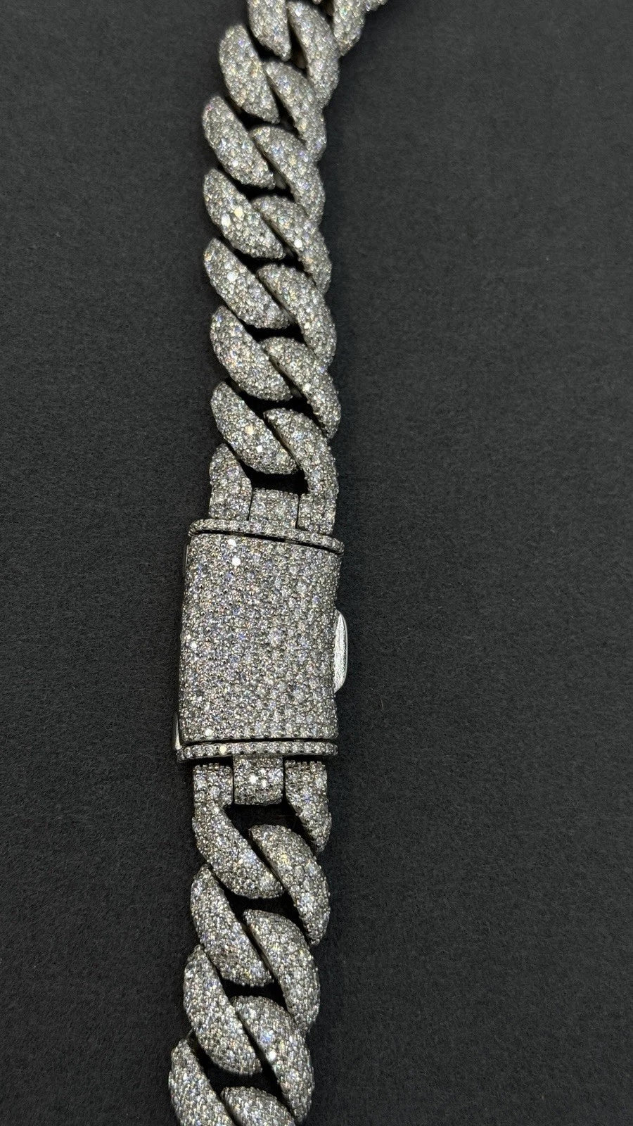 15MM Cuban Chain Mosaic Setting Moissanite S925 + Rhodium