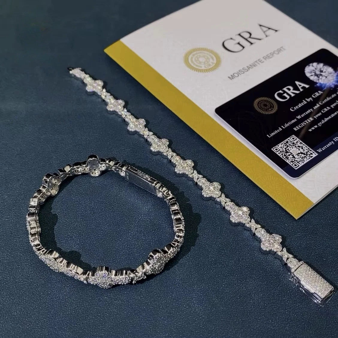 Cluster Bracelet Moissanite S925 + Rhodium