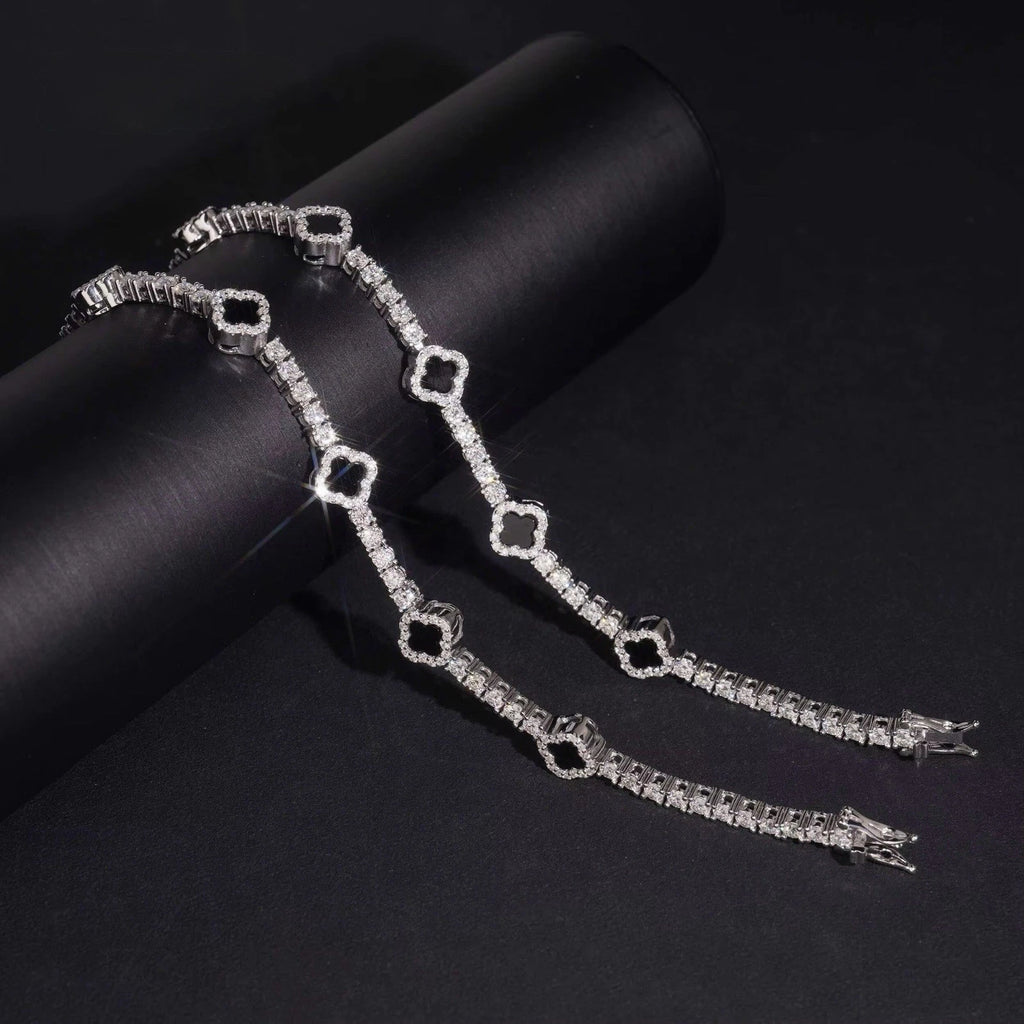 Clover Black Bracelet Moissanite S925 + Rhodium