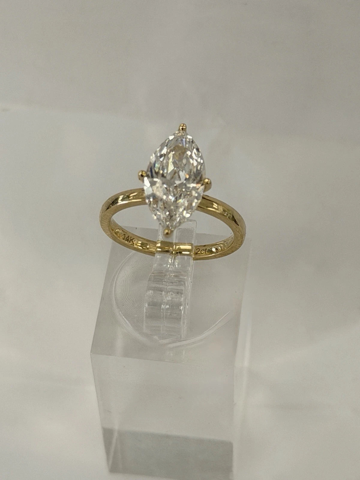 14kt Gold Engagement Ring 2.49ct Marquise Cut Lab Grown Diamond CVD D Color