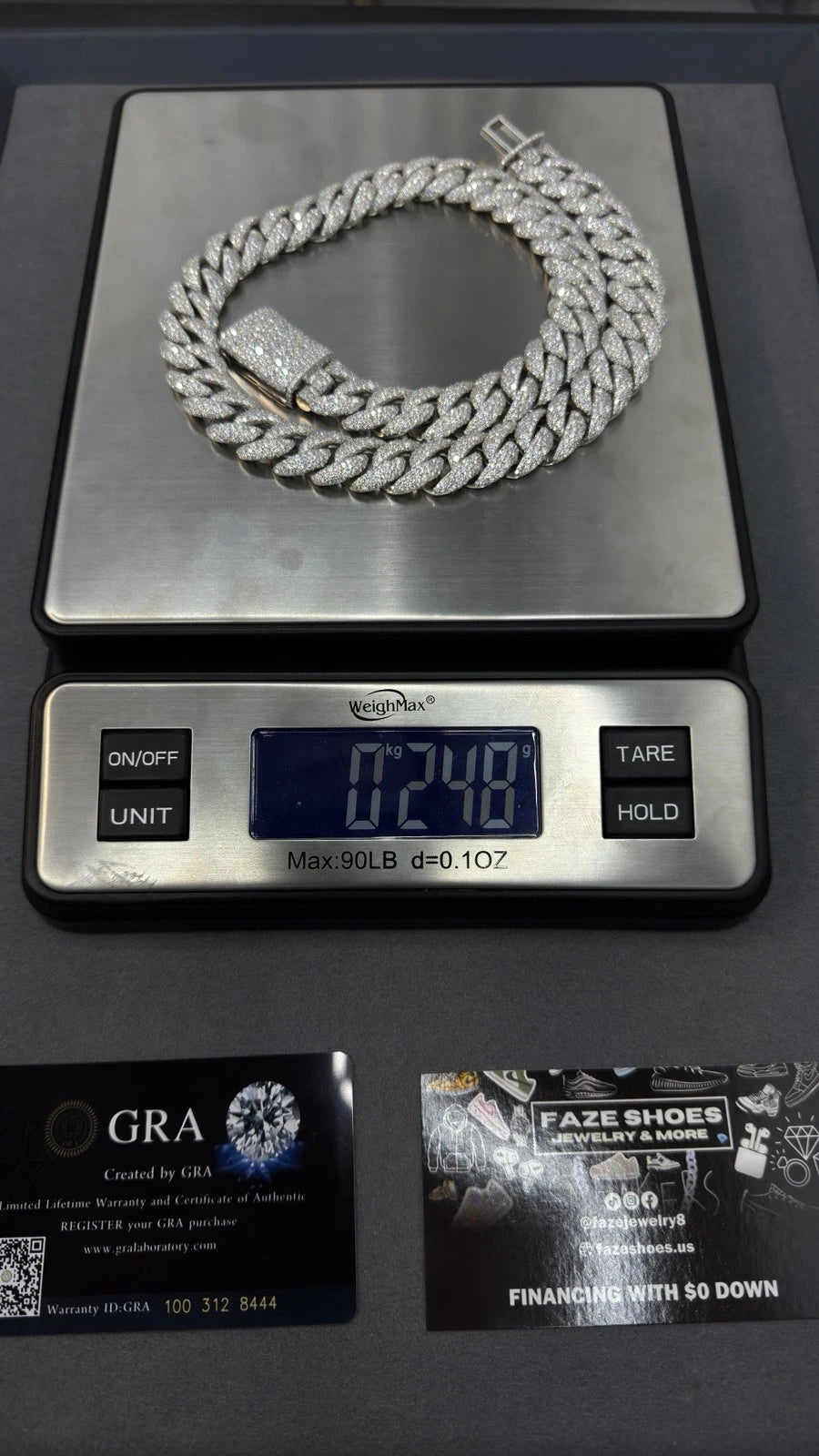15MM Cuban Chain Mosaic Setting Moissanite S925 + Rhodium