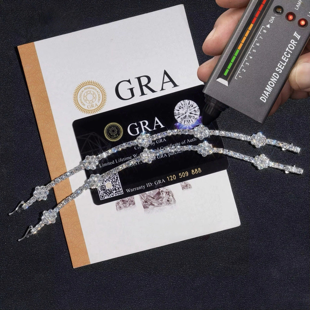 Clover All White Bracelet Moissanite S925 + Rhodium