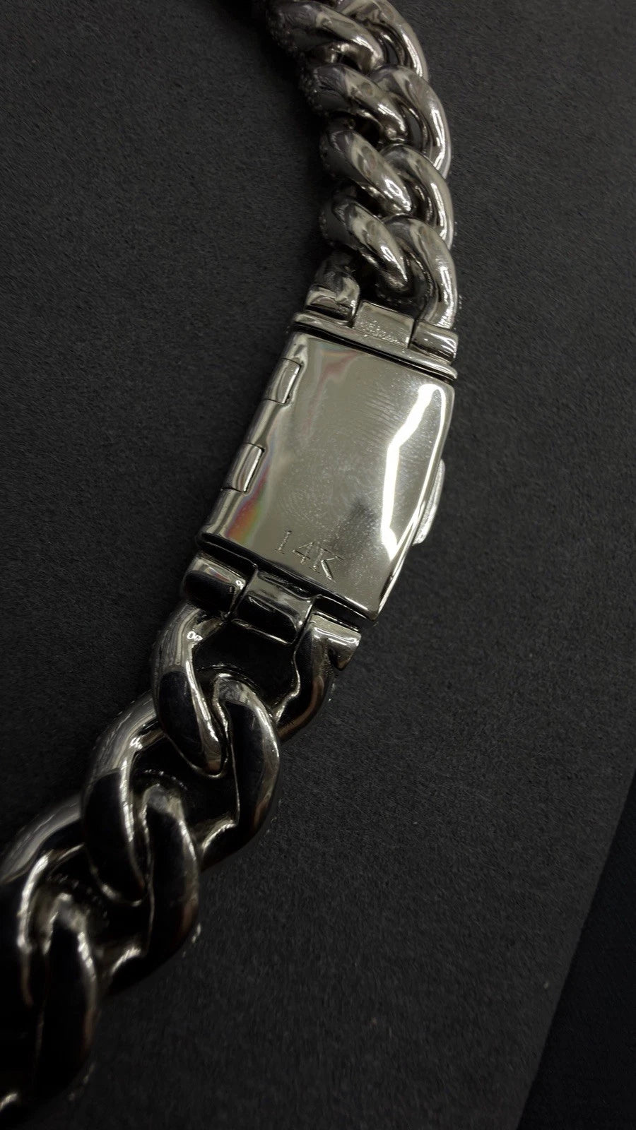 14MM Cuban Chain Upside down Setting Moissanite S925 + Rhodium