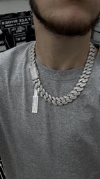 17mm Cuban Chain Baguette Setting, Moissanite, 925 Silver | FAZE Jewelry