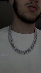 14mm Cuban Chain Upside down Setting, Moissanite, 925 Silver | FAZE Jewelry
