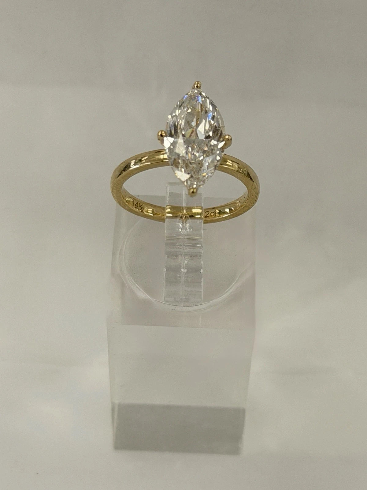 14kt Gold Engagement Ring 2.49ct Marquise Cut Lab Grown Diamond CVD D Color