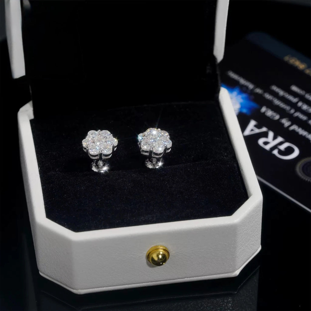 8MM Moissanite S925 Flower Earrings
