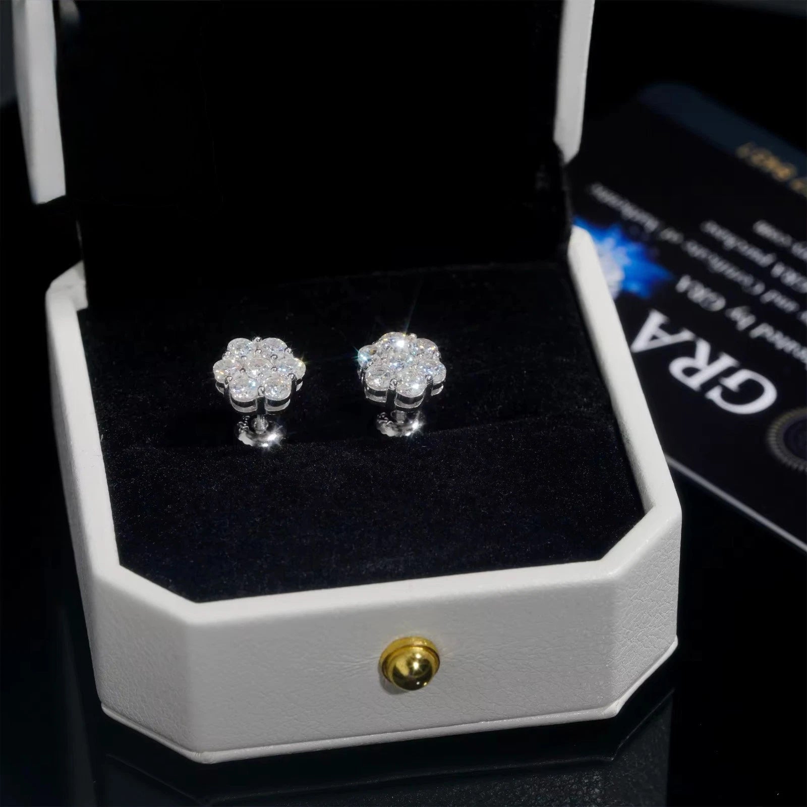 8MM Moissanite S925 Flower Earrings