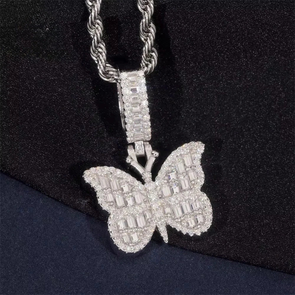 Butterfly Pendant Moissanite S925 + Rhodium