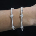 Clover All White Bracelet Moissanite S925 + Rhodium