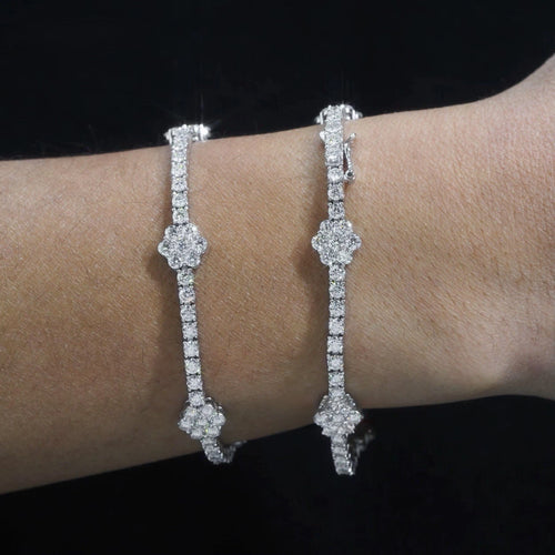 Clover All White Bracelet — Moissanite, 925 Silver