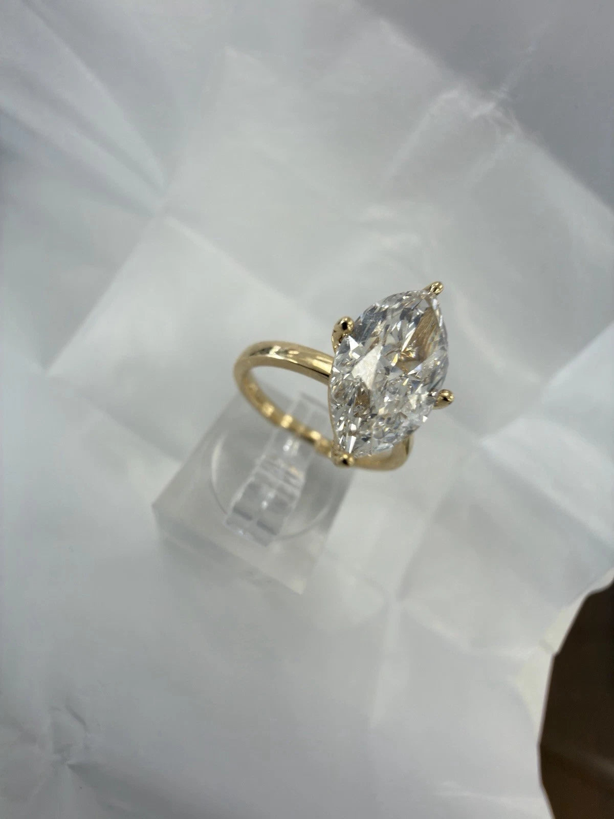14kt Gold Engagement Ring 2.49ct Marquise Cut Lab Grown Diamond CVD D Color