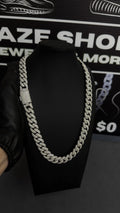 14MM Cuban Chain Upside down Setting Moissanite S925 + Rhodium