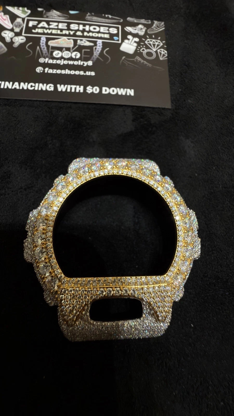 GShock Bezel Two Tone Gold Moissanite + S925