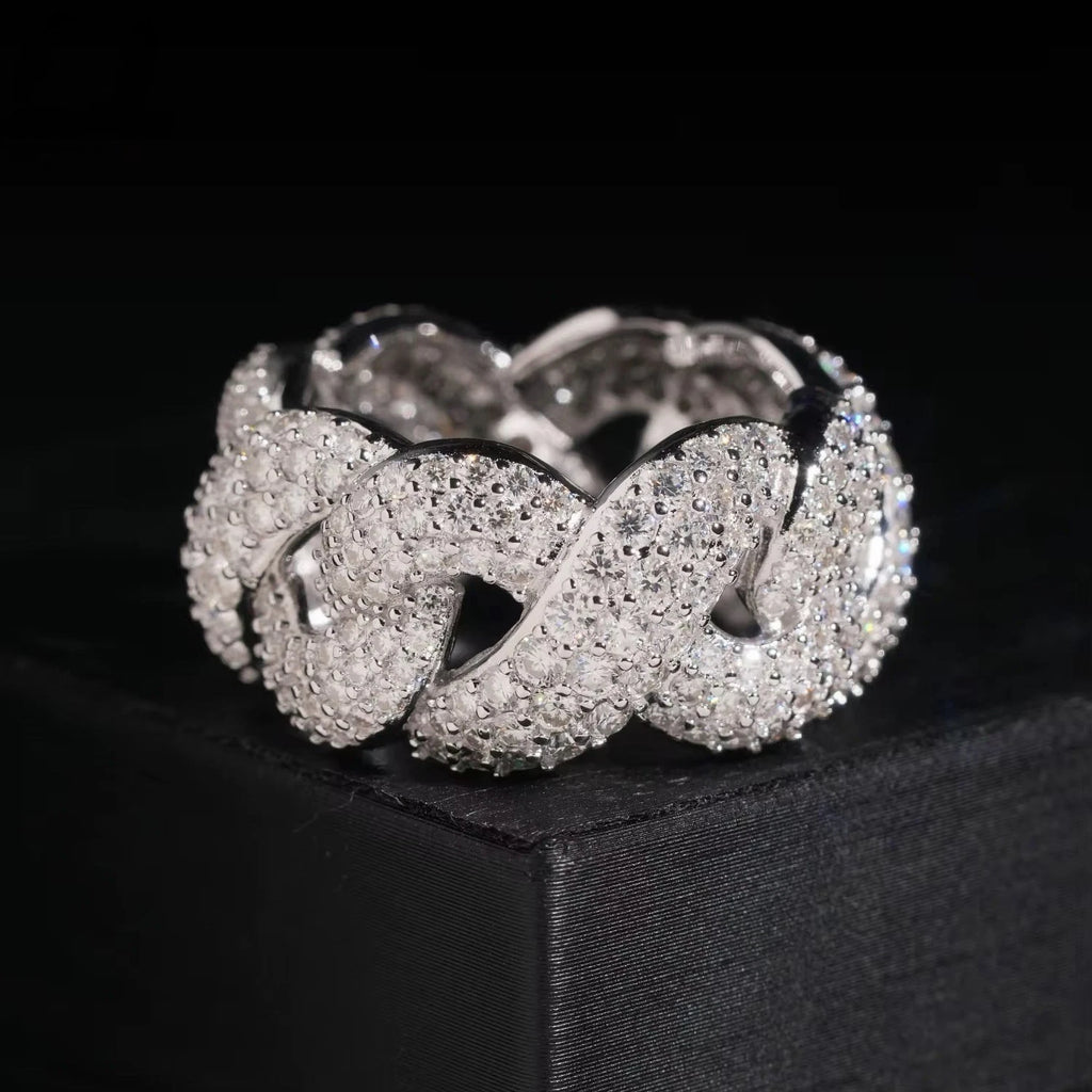 Cuban Link Ring Moissanite S925 + Rhodium