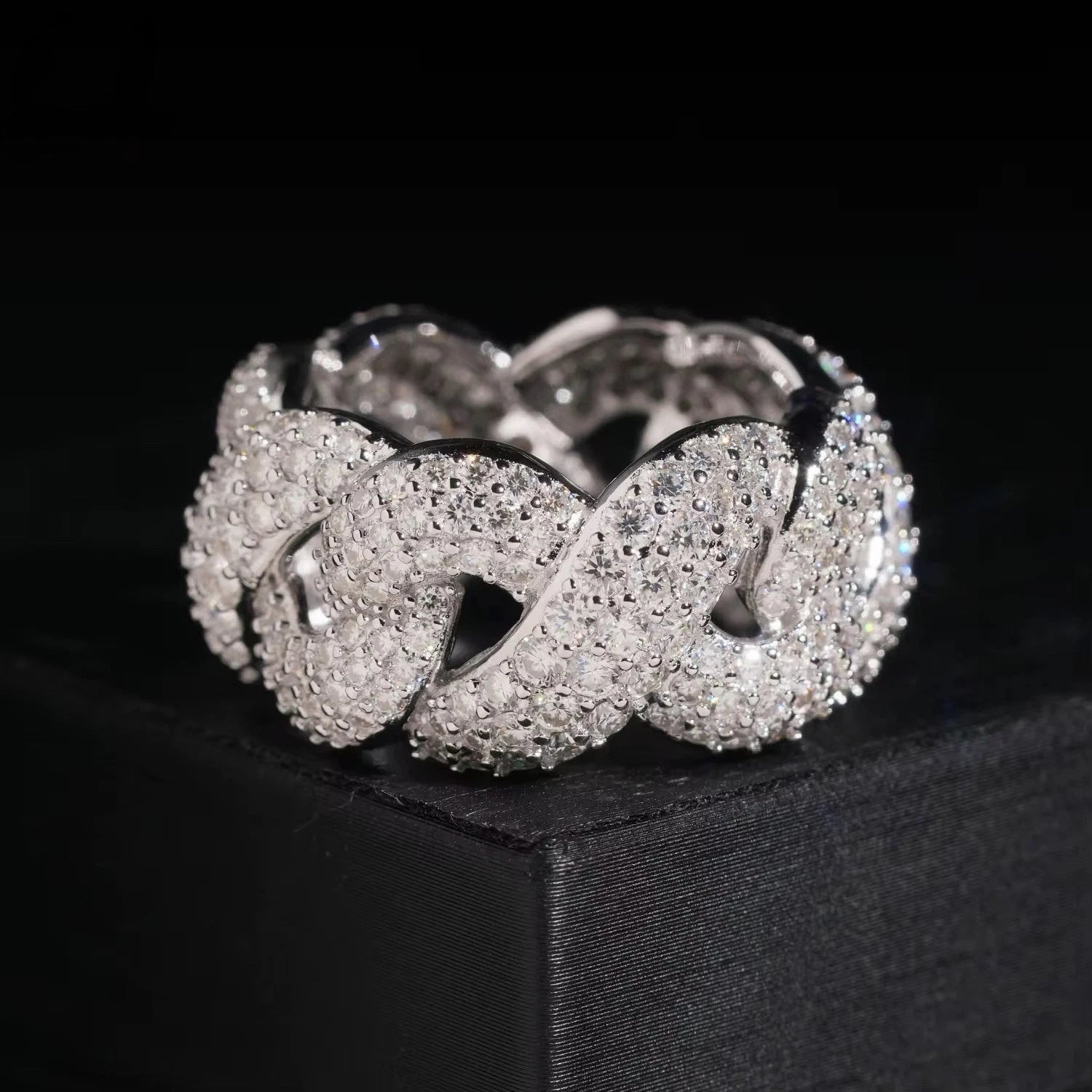 Cuban Link Ring Moissanite S925 + Rhodium