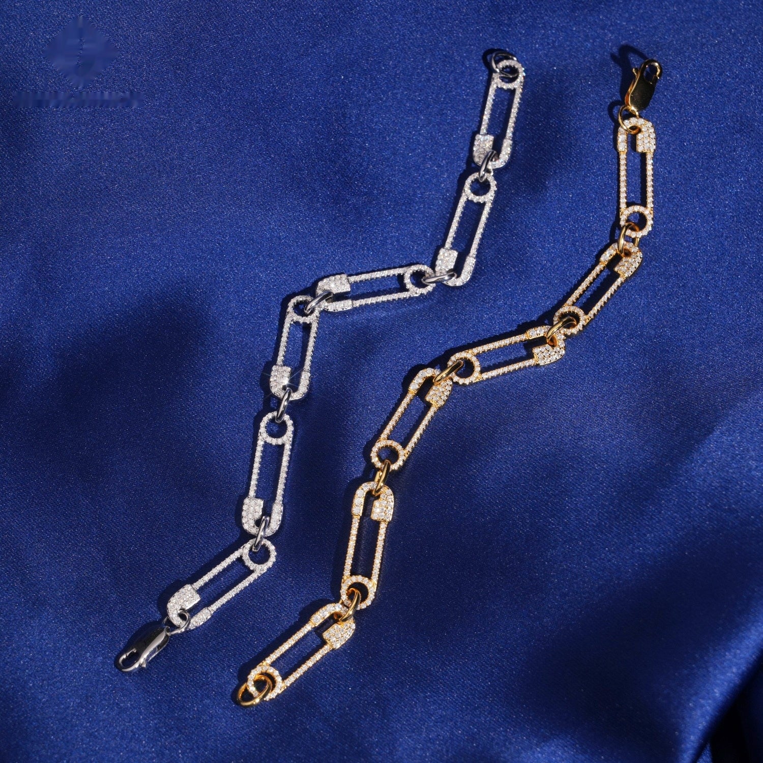 Safety Pin Link Bracelet – Moissanite & 925 Silver