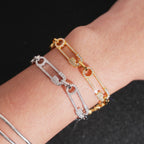 Safety Pin Link Bracelet – Moissanite & 925 Silver