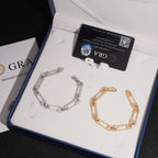 Safety Pin Link Bracelet – Moissanite & 925 Silver