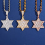 Solid Baguette Star of David Pendant — Moissanite, 925 Silver