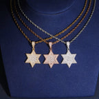 Solid Baguette Star of David Pendant — Moissanite, 925 Silver