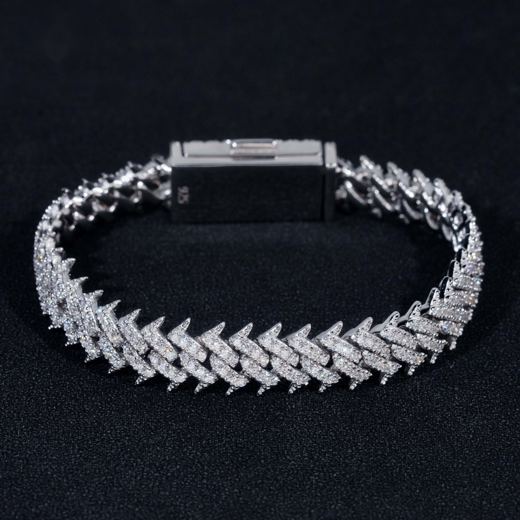 Spiked Prong Cuban Link Bracelet – Moissanite & 925 Silver