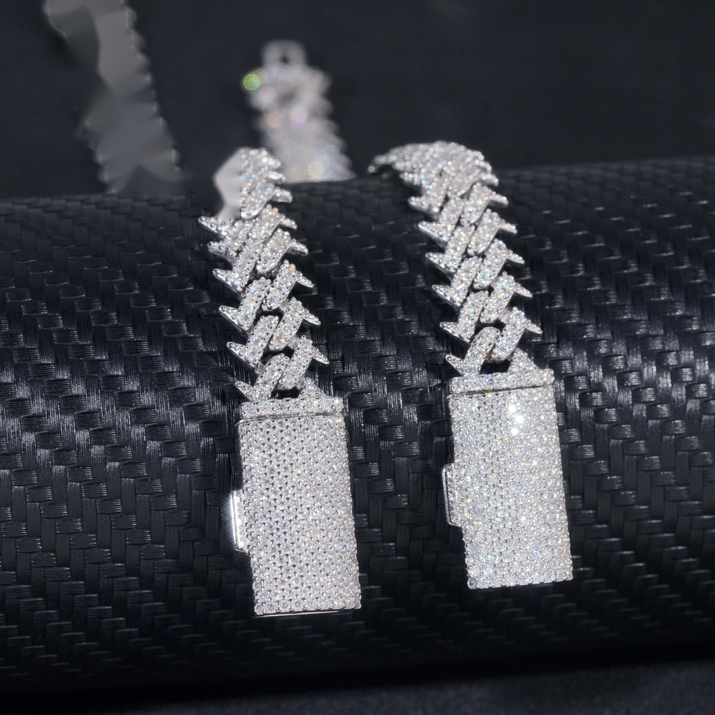 Spiked Prong Cuban Link Bracelet – Moissanite & 925 Silver