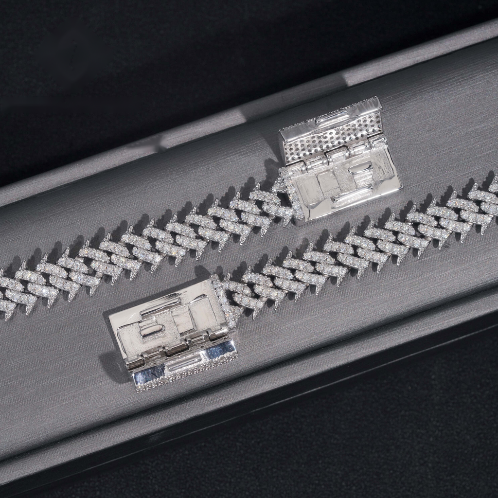 Spiked Prong Cuban Link Bracelet – Moissanite & 925 Silver