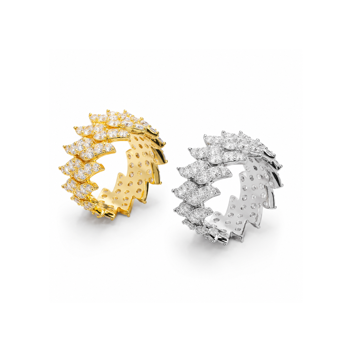 Spiked Leaf Ring — Moissanite, 925 Silver