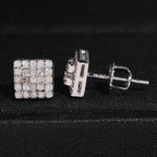 Square Prong Stud Earrings — Moissanite, 925 Silver