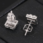 Square Prong Stud Earrings — Moissanite, 925 Silver