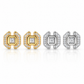 Square Halo Earrings Screw Back — Moissanite, 925 Silver