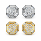 Octagon Earrings Screw Back — Moissanite, 925 Silver