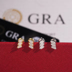 Staggered Baguette Stud Earrings Screw Back — Moissanite, 925 Silver