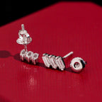 Staggered Baguette Stud Earrings Screw Back — Moissanite, 925 Silver