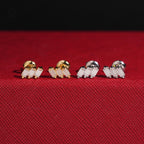 Staggered Baguette Stud Earrings Screw Back — Moissanite, 925 Silver