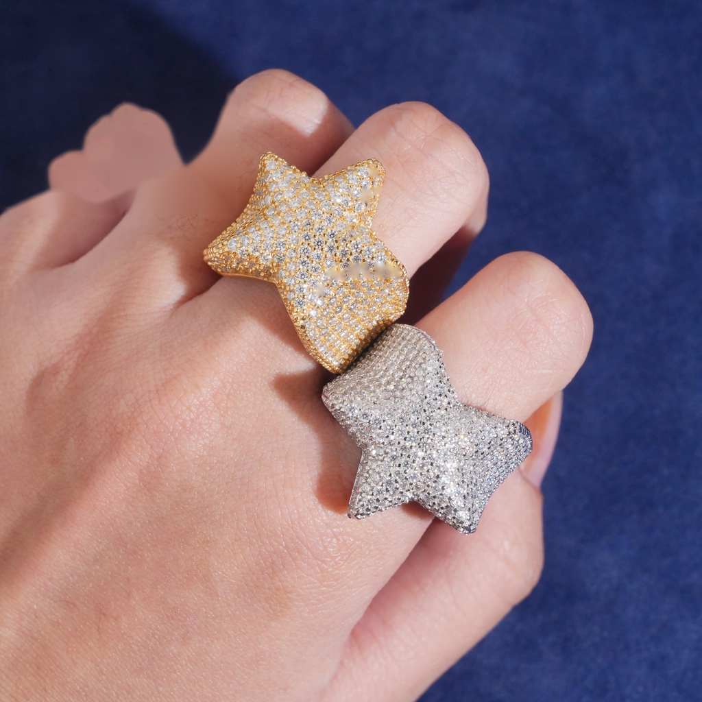 3D Star Ring — Moissanite, 925 Silver