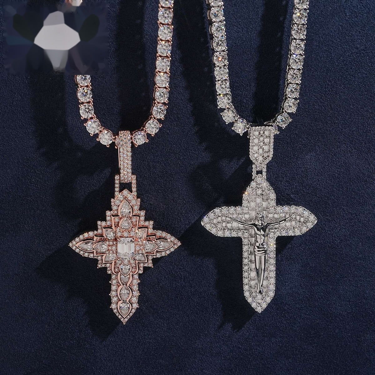 Star Cross Pendant — Moissanite, 925 Silver