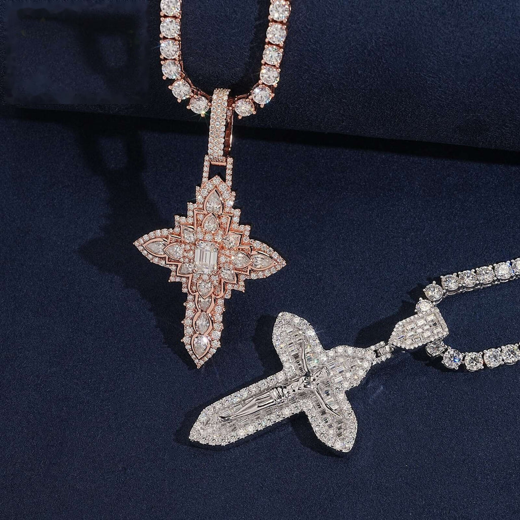Star Cross Pendant — Moissanite, 925 Silver