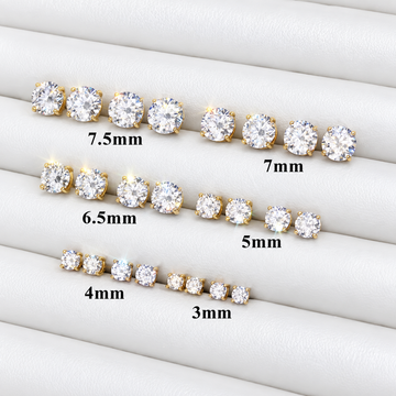 Stud Earrings Screw Back — Moissanite, 925 Silver