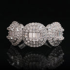 Triple Halo Baguette Ring — Moissanite, 925 Silver