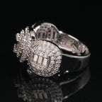 Triple Halo Baguette Ring — Moissanite, 925 Silver
