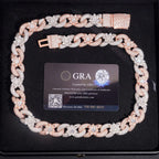Two Tone Flower Cuban Chain — Moissanite, 925 Silver