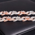 Two Tone Flower Cuban Chain — Moissanite, 925 Silver