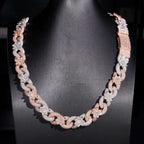 Two Tone Flower Cuban Chain — Moissanite, 925 Silver