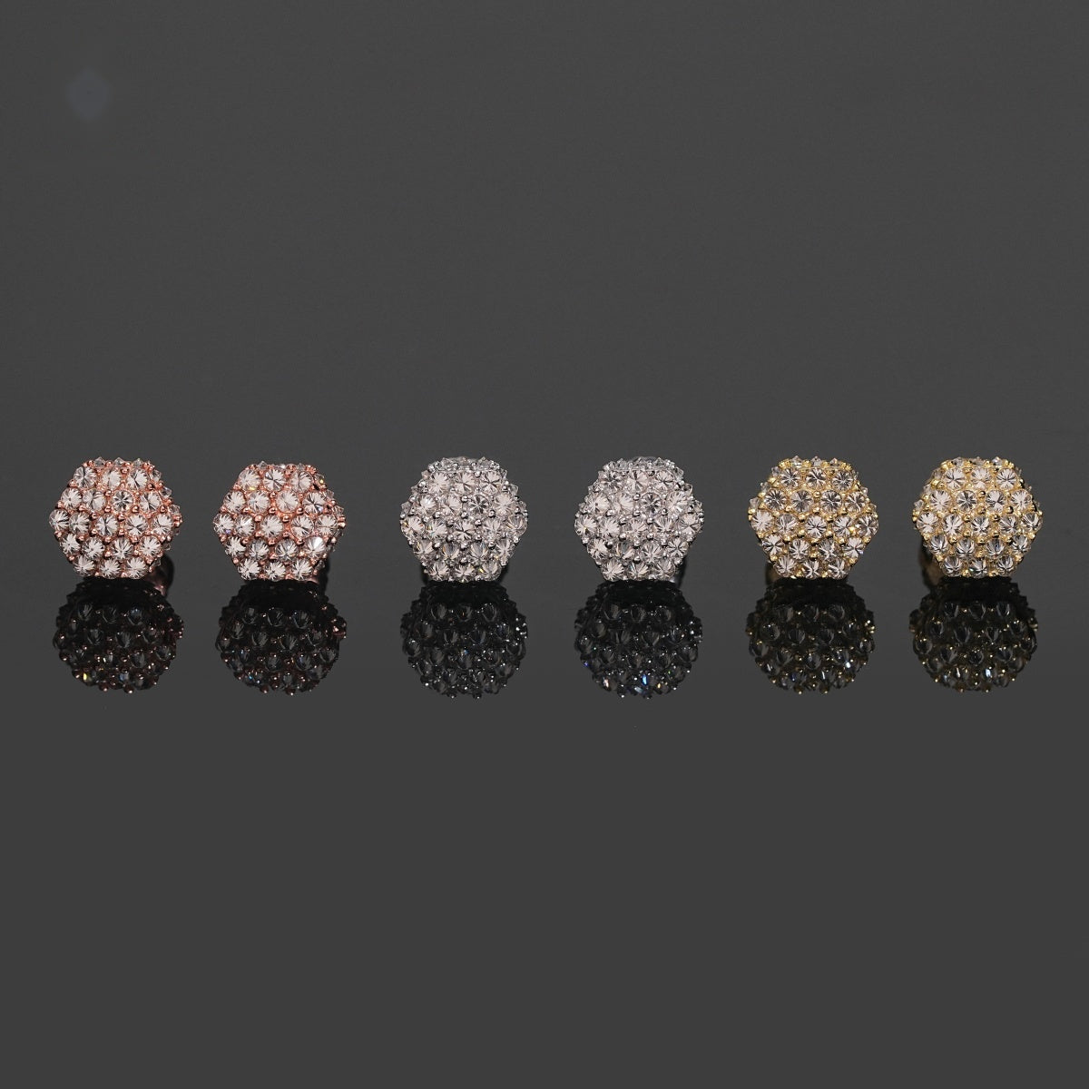 Upside Down Hexagon Stud Earrings — Moissanite, 925 Silver