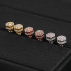 Upside Down Hexagon Stud Earrings — Moissanite, 925 Silver