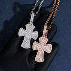 Wide Baguette Cross Pendant — Moissanite, 925 Silver