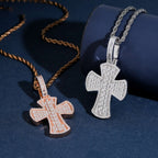 Wide Baguette Cross Pendant — Moissanite, 925 Silver